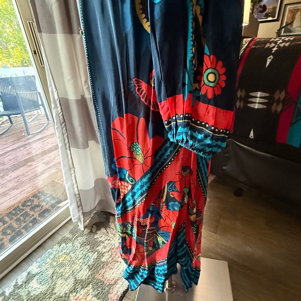 NWT FARM Rio Blue Vintage Forest Dress Printed Blue Silky Viscose Size XL - Picture 7 of 16